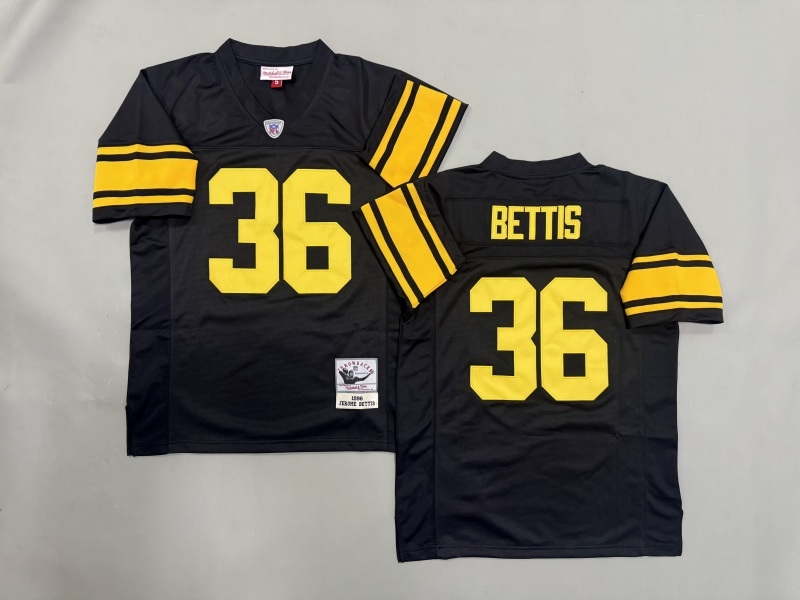Men 2025 Pittsburgh Steelers 36 Bettis black Throwback Limited NFL Jersey style 001